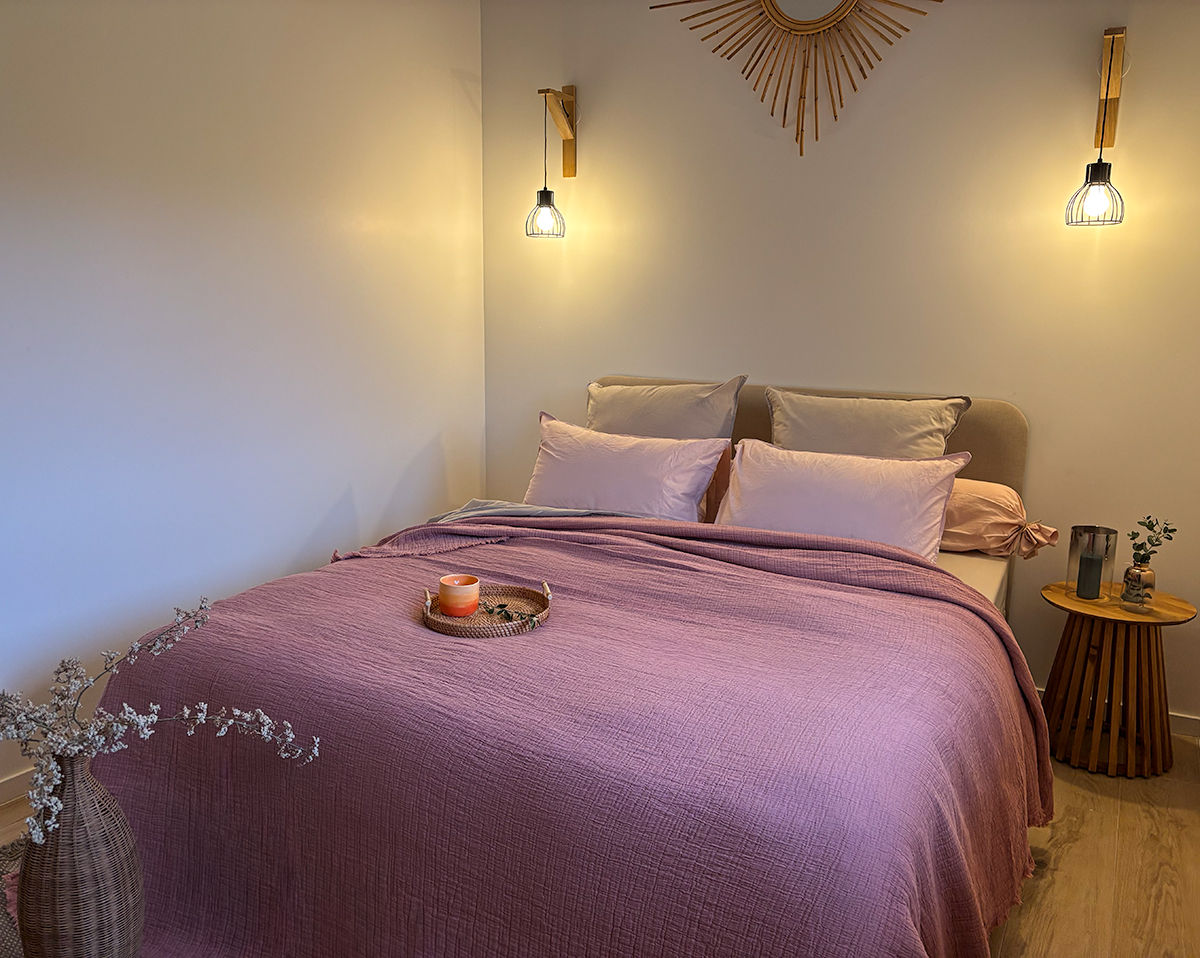 Dessus de lit BREHAT Rose glacé