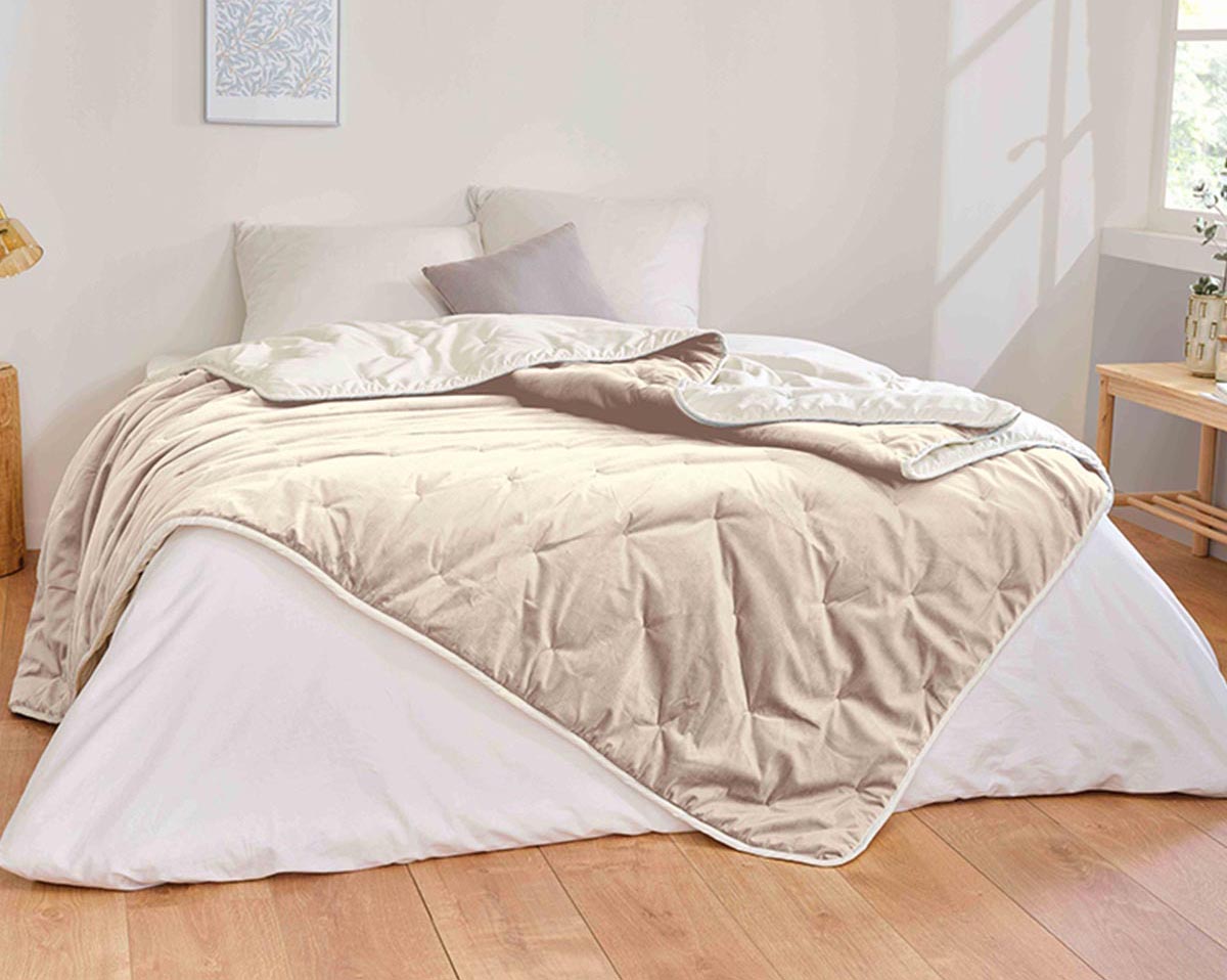 Dessus de lit matelassé velours DENALI Ivoire