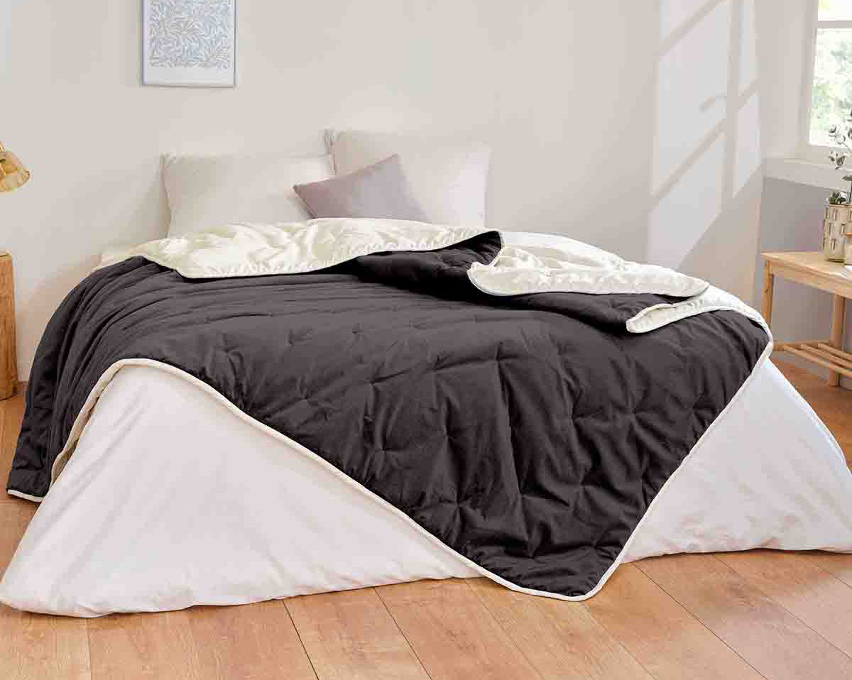 Dessus de lit matelassé velours DENALI Acier